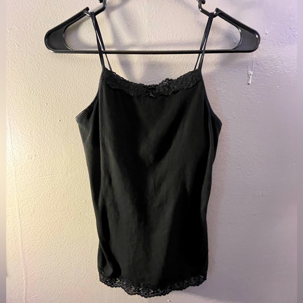 Simple black y2k lace cami tanktop